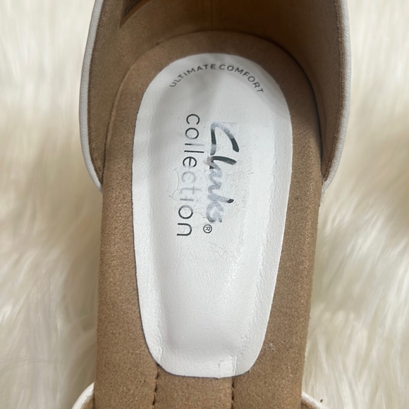 NWT Clarks Collection Ultimate Comfort Kyarra Joy White Leather Wedge Sandals - Picture 3 of 11